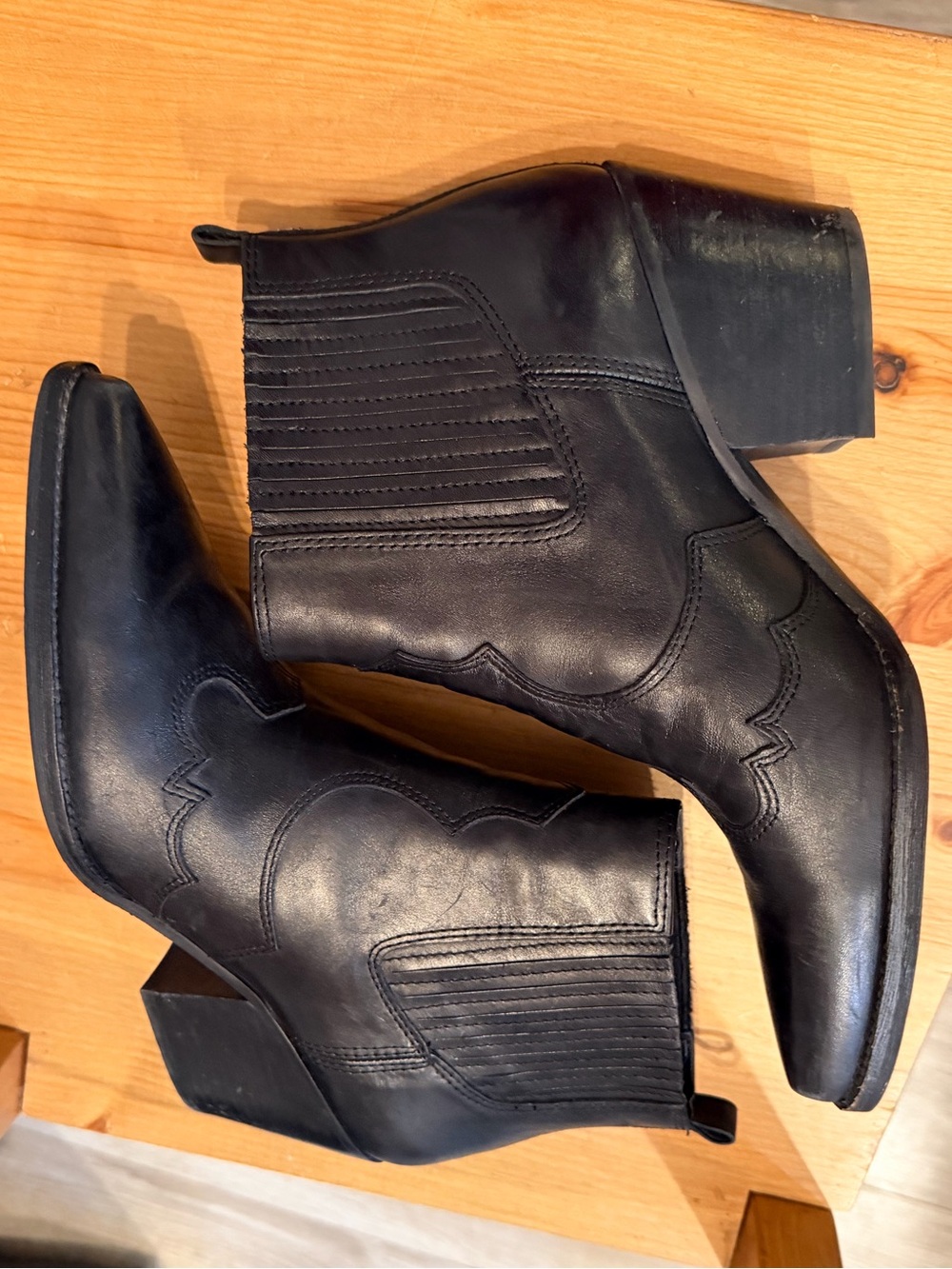 Sam Edelman Black Pointed Leather Ankle Boots